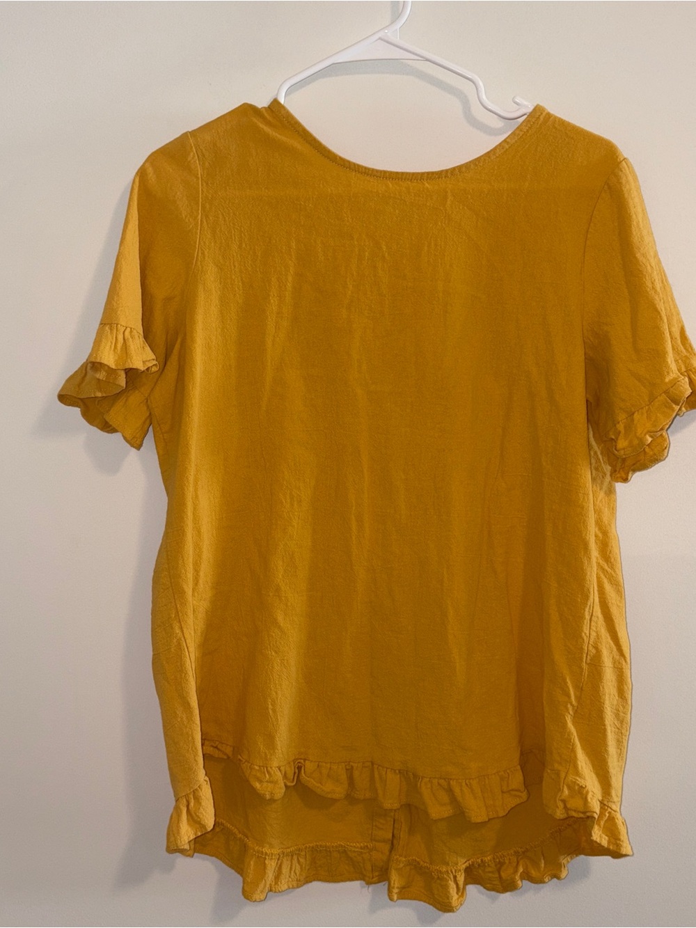 Women’s Ruffle Sleeve Top - Mustard Yellow
